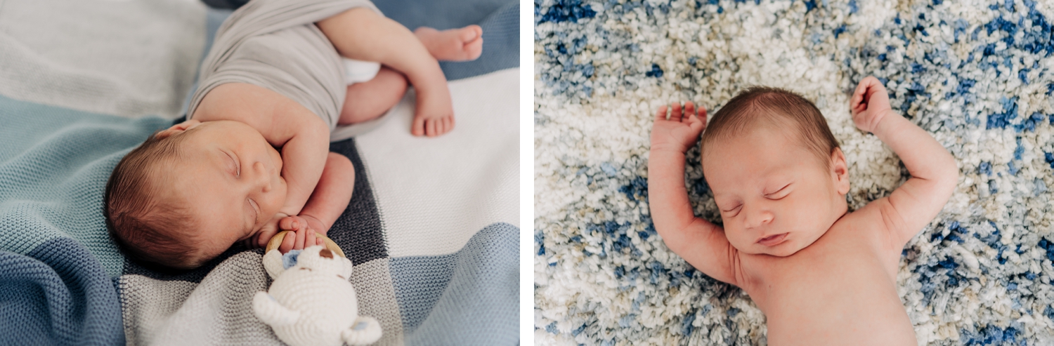 In-Home Newborn Session for Baby Boy in Plano, TX | Neutral and Posed Newborn Baby Photos