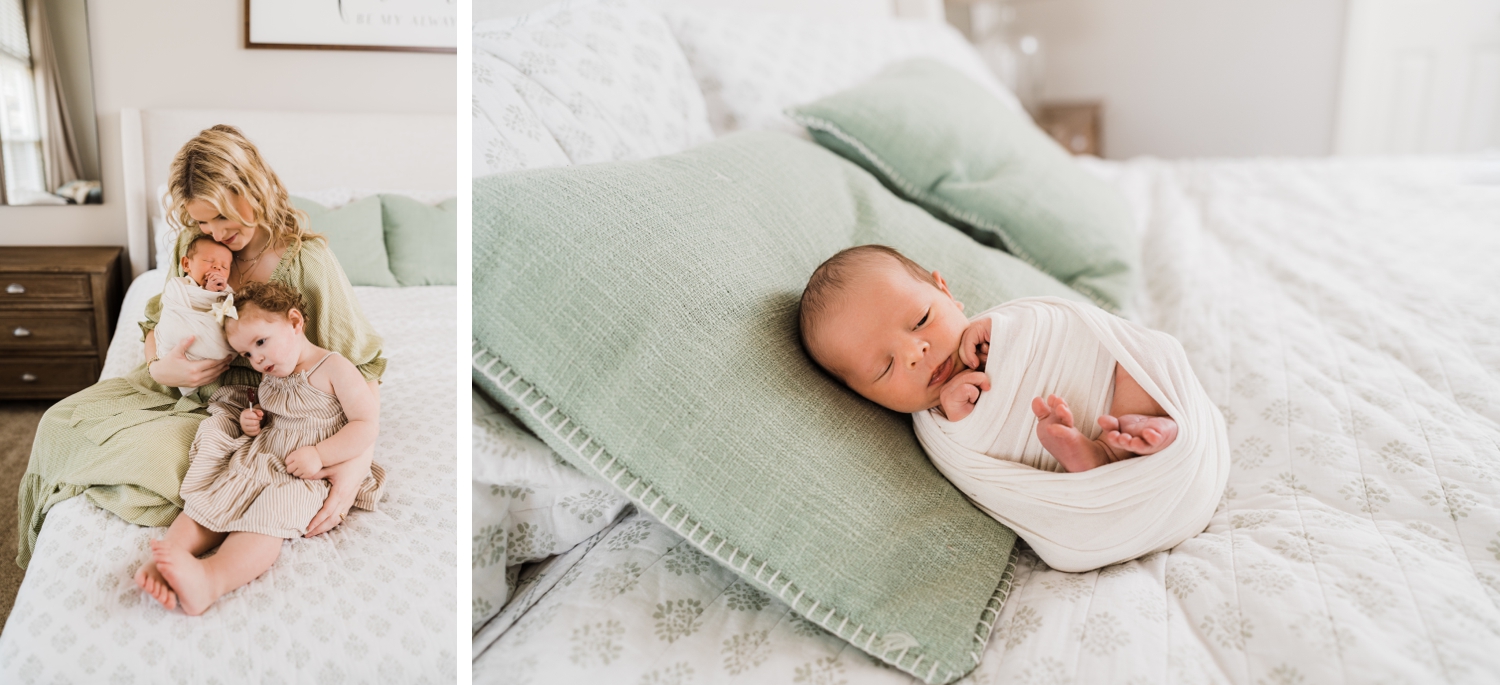 Family Baby Boy Newborn Session with Toddler Big Sister | In-Home Family Session 