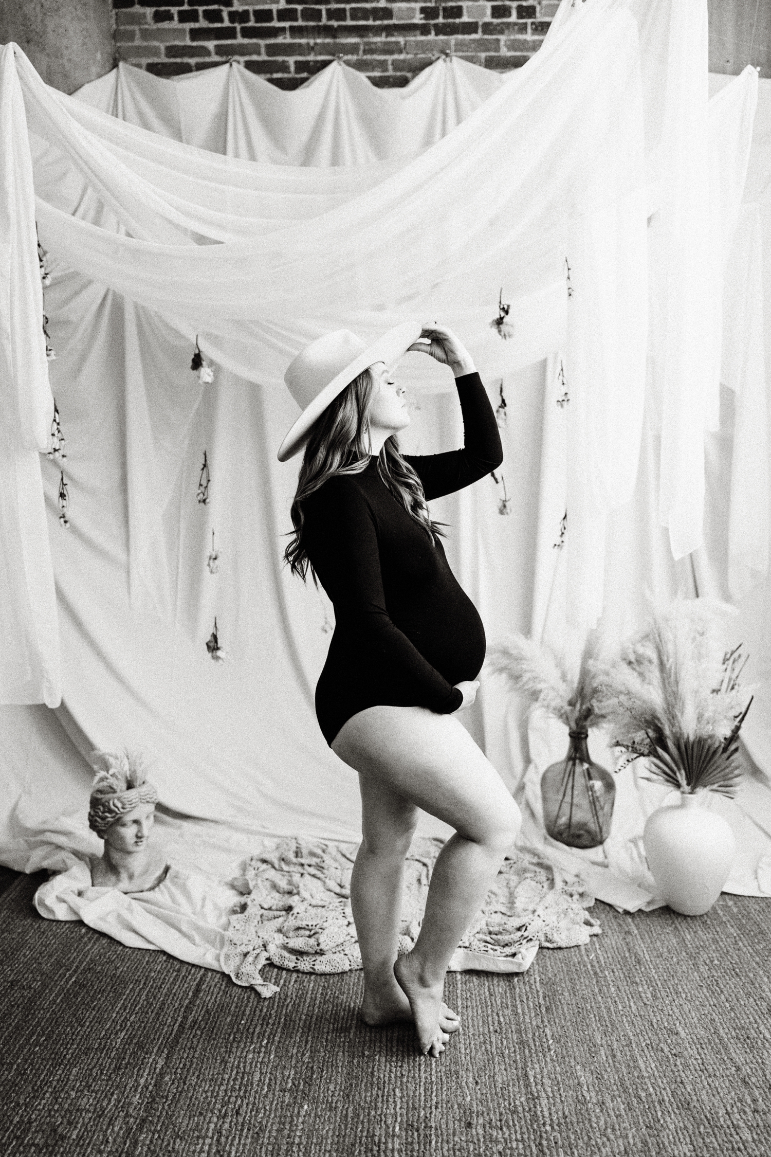 Bare Belly Maternity Session in Dallas, Texas Studio Dear Meraki | Brittnie Renee Photo | Dallas Maternity and Family Photographer