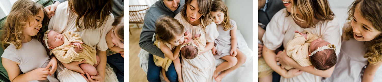 A candid family newborn session in a Dallas studio was so fun for this family of 5! They just added their last baby girl to the family and knew they wanted to commemorate this with a newborn session. | Dallas Family Photographer | Brittnie Renee Photo