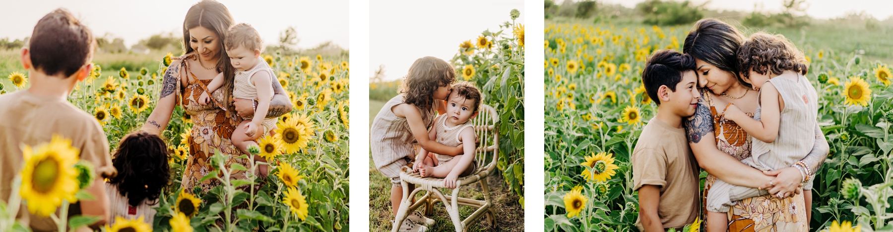 Mommy and me session in the sunflower fields at Green Valley Gardens in North Dallas, Texas. | Dallas Family Photographer | Green Valley Gardens 