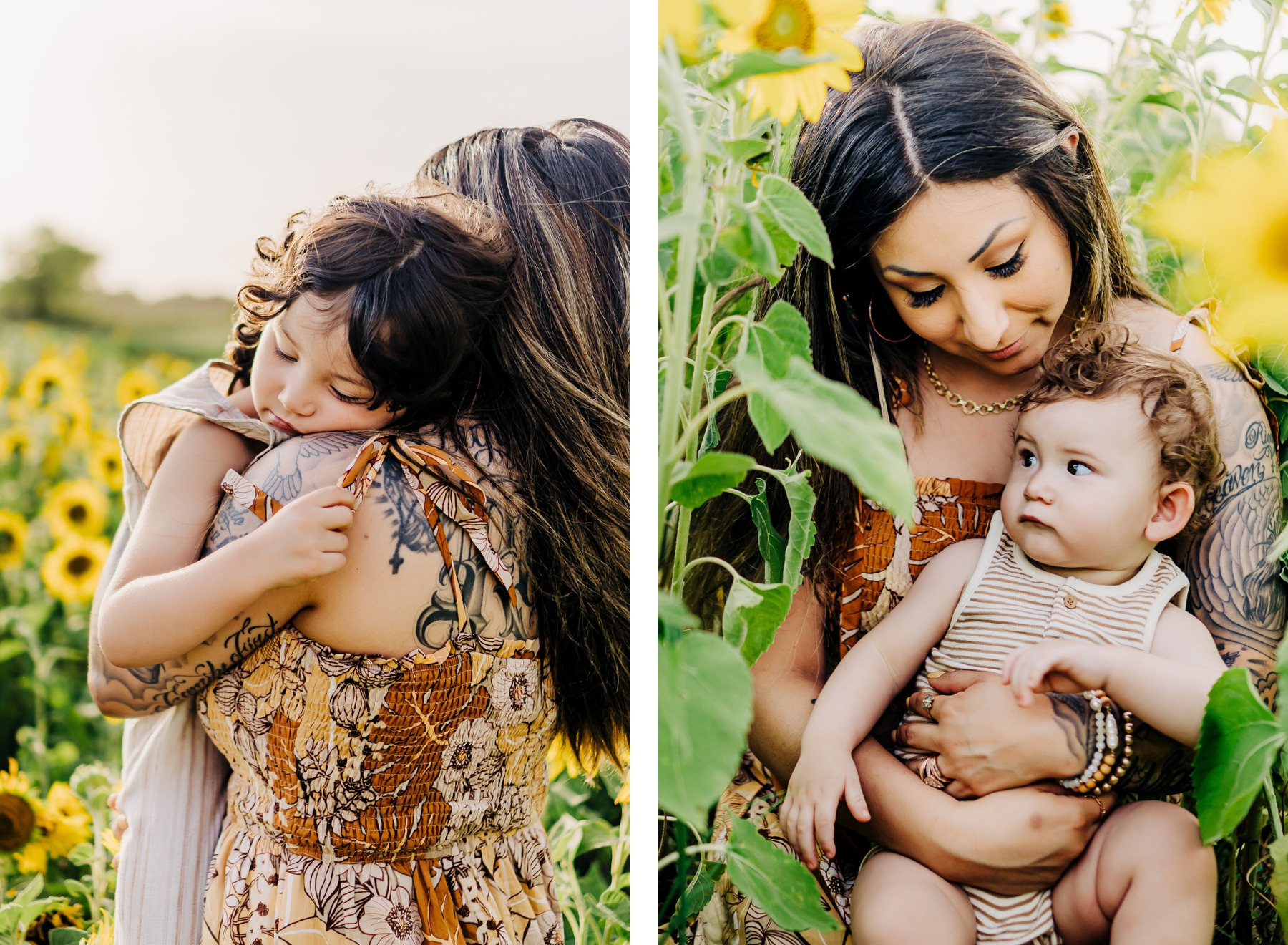 Mommy and me session in the sunflower fields at Green Valley Gardens in North Dallas, Texas. | Dallas Family Photographer | Green Valley Gardens 