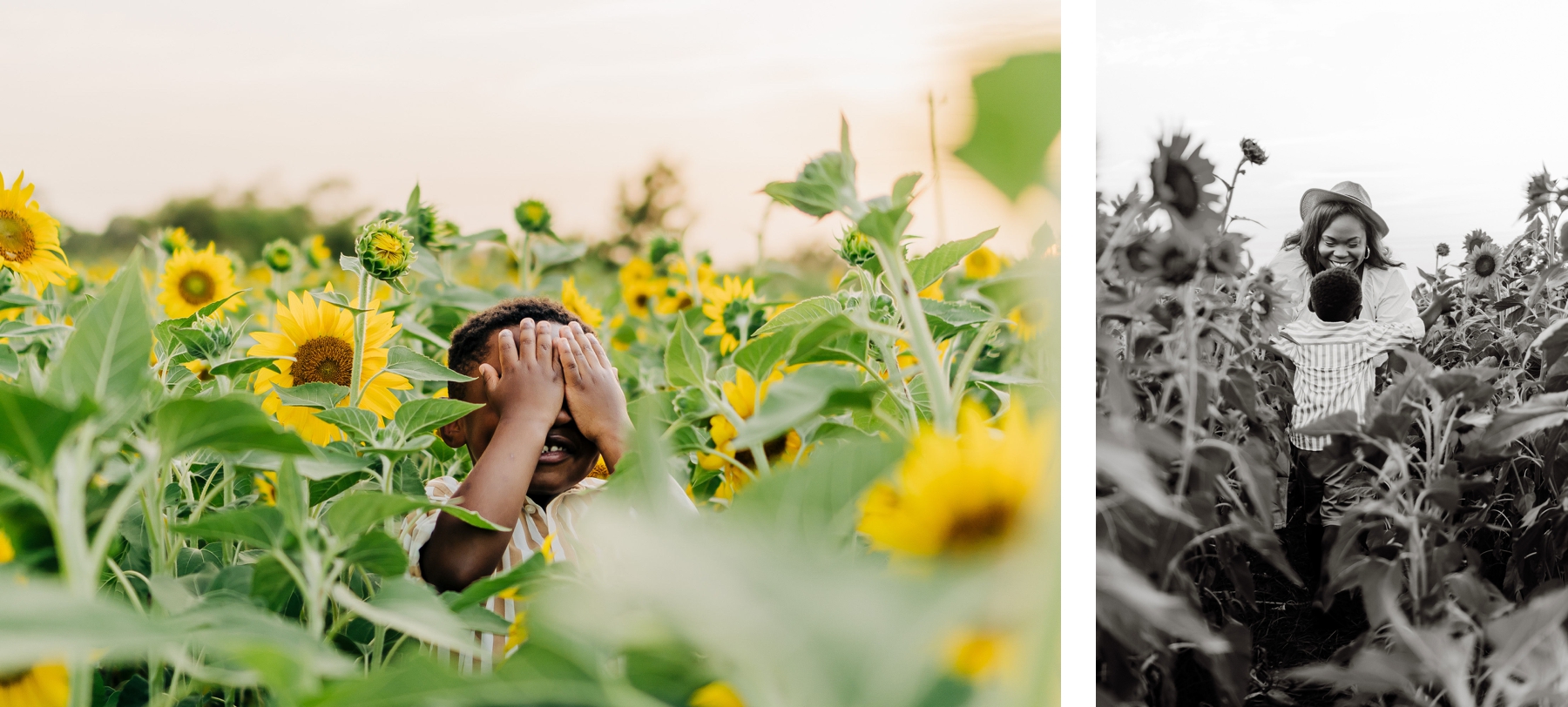Mommy and me session in the sunflower fields at Green Valley Gardens in North Dallas, Texas. | Dallas Family Photographer